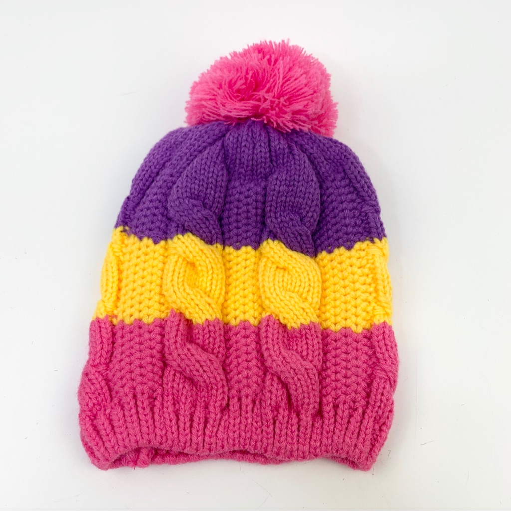 Baby Girl Handmade Knit Hat Beanie Pom Pom